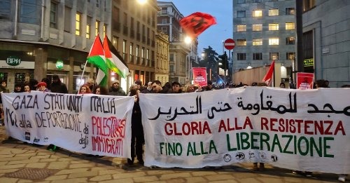 Presidio pro Palestina a Milano sotto il Consolato USA