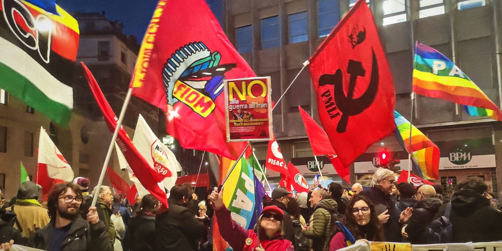 Manifestazione davanti al Consolato USA di Milano contro l’aggressione imperialista all’Iran