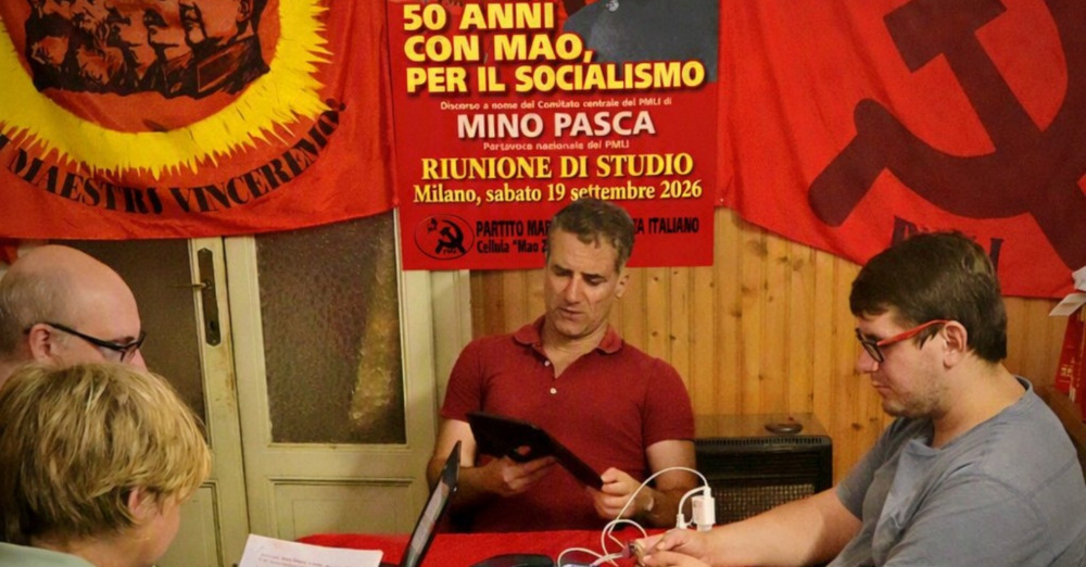A Milano militanti e simpatizzanti del PMLI studiano il discorso di Pasca “50 anni con Mao, per il socialismo”